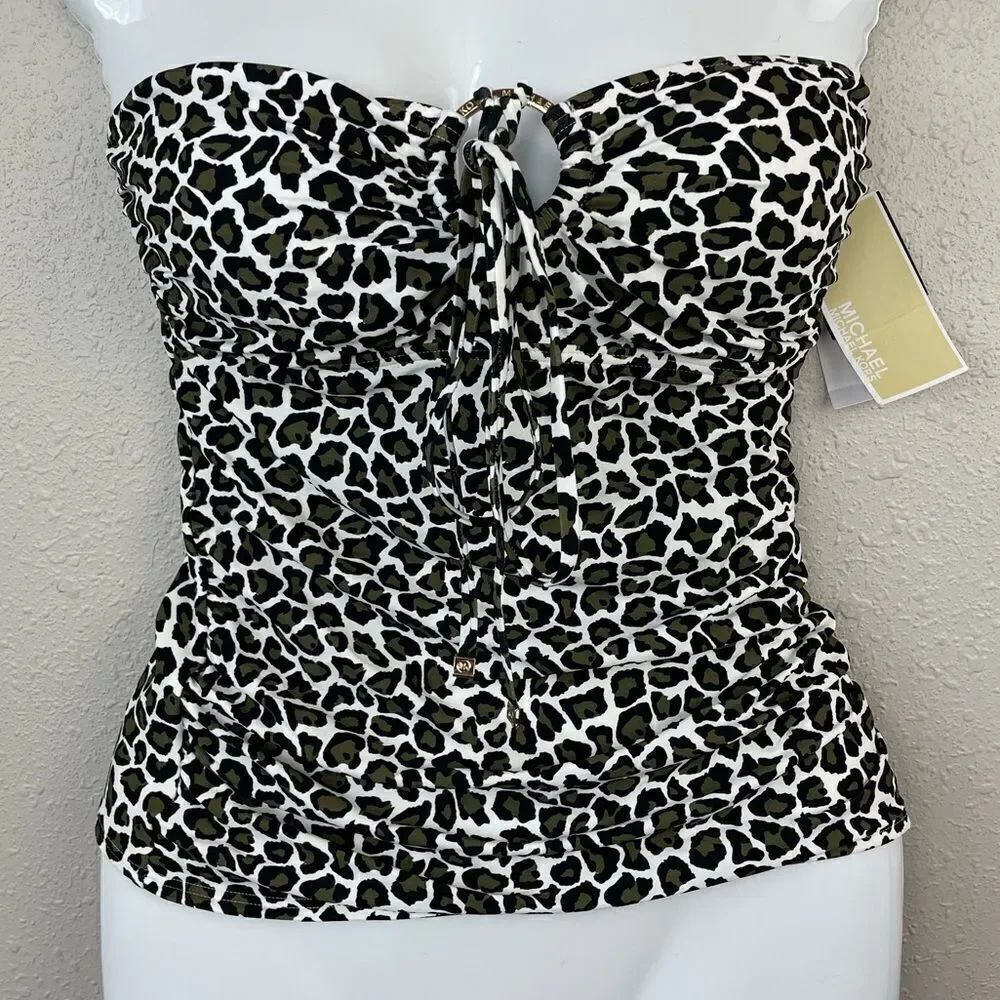 NWT MICHAEL Michael Kors Black Ivy Tankini Top Sizes XS, XL, or 20W